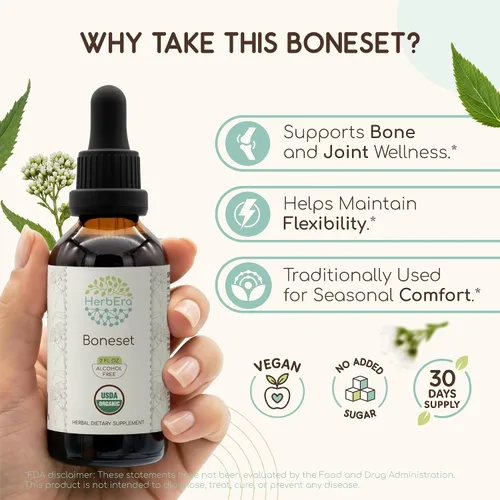 Vista 2 de Boneset B60 USDA - Tintura orgánica Extracto sin alcohol, gotas de hierbas de alta potencia Boneset orgánico certificado