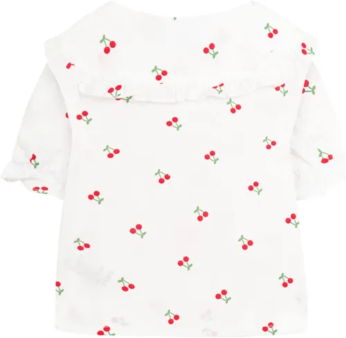 Vista 2 de Mud Kingdom Blusa de algodón con cuello Peter Pan para niñas pequeñas, manga corta con botones