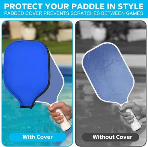 Vista 5 de 2 Pcs Pickleball Paddle Covers, Universal Case Size - 8.6 x 12.2 inches Zippered Racket Sleeve, Durable Neoprene Paddle Cover, Paddle Storage Bag