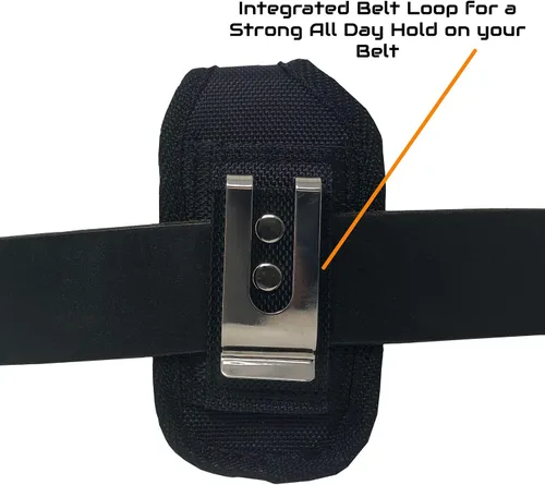 Vista 4 de Agoz JitterBug - Funda para teléfono, funda vertical con clip para cinturón, funda resistente con clip de metal, trabillas para cinturón