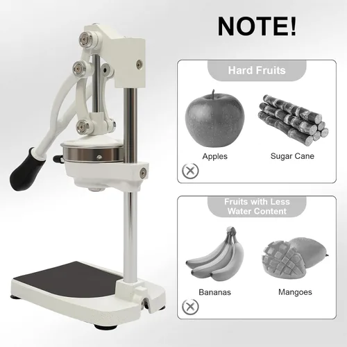 Vista 7 de Exprimidor de hierro fundido, exprimidor manual resistente con base estable, prensa comercial de cítricos para naranja, limón, lima, pomelo