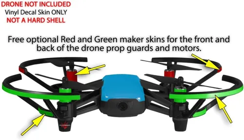 Vista 3 de Skin Decal Wrap 2 Pack para DJI Ryze Tello Drone Solids Collection Blue Neon Drone No Incluido