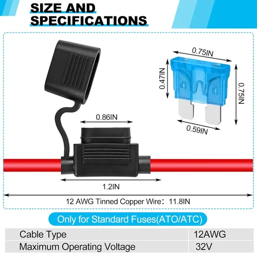 Vista 3 de Cooclensportey Paquete de 4 portafusibles en línea de 12 AWG, portafusibles impermeable con 35 fusibles estándar