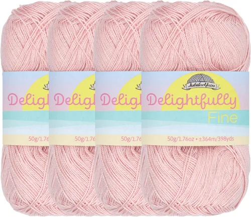 Vista 47 de JubileeYarn - Ovillo de hilo deliciosamente fino, 1.76 oz/madeja de rayón de bambú, color rosa polvo, 4 madejas