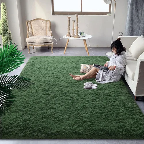 Vista 15 de DweIke Alfombras de pasillo beige esponjosas para dormitorio, 2 x 6 pies, alfombra larga de felpa suave para niñas y niños, antideslizante y lavable