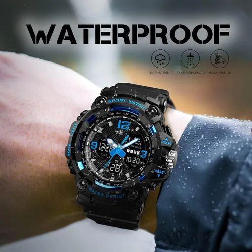 Vista 4 de BURK 1742 Mens Watches Multifunction Watch Men Sports Wristwatches Military Shockproof Fashion Digital Waterproof