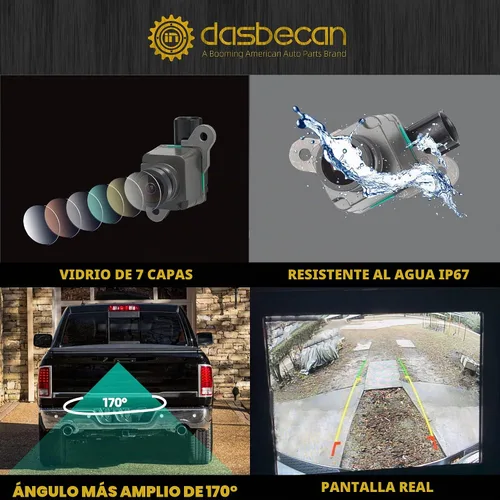 Vista 4 de Cámara de respaldo Dasbecan compatible con Dodge Ram 1500 2500 2013-2017