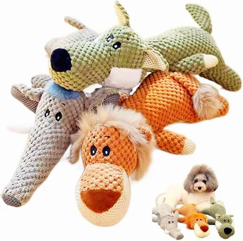 Vista 13 de Juguete para perro, animal robusto diseñado para masticadores pesados, juguete de peluche grande para perro, juguete chirriante duradero