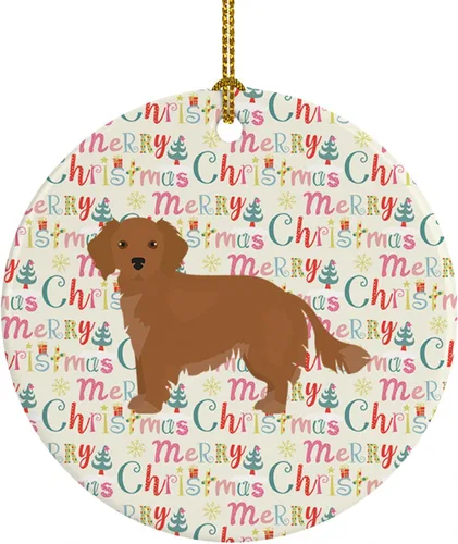 Vista 95 de Caroline's Treasures Abyssinian Sand Terrier - Adorno de cerámica para colgar en el árbol de Navidad, para el hogar, Navidad, fiestas, regalo, 3