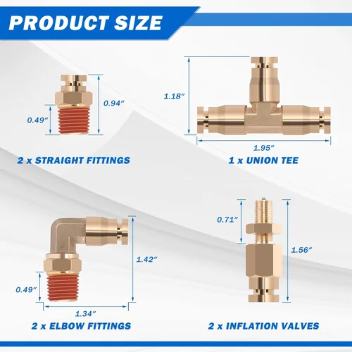 Vista 2 de Kit de línea de aire DOT de 1/4 pulgadas para kit de suspensión de bolsa de resorte de aire con accesorios, línea de aire PA DOT de 25 pies