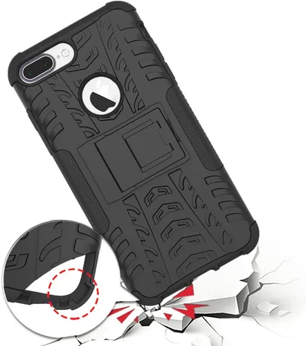 Vista 7 de Funda de teléfono para iPhone 7plus 8plus 7/8 Plus 5.5 con protector de pantalla de vidrio templado y soporte, accesorios híbridos duros