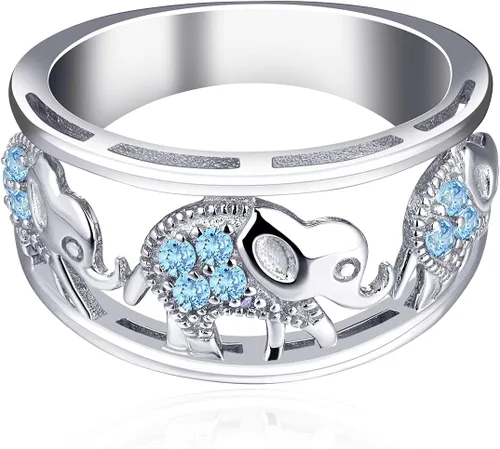 Vista 14 de JO WISDOM Anillo de elefante de plata de ley 925 con circonita cúbica
