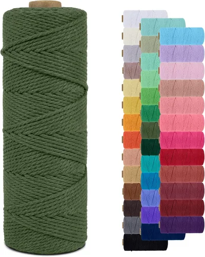 Vista 8 de Cordón de macramé de 0.079 pulgadas, cuerda de algodón natural de 109 yardas, hilo de cuerda de macramé para manualidades, ganchos de pared