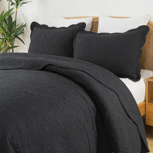 Vista 15 de HoneiLife Juego de ropa de cama tamaño Queen, juego de edredón de microfibra para cama Queen, colchas ligeras de 3 piezas, edredones reversibles