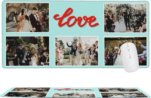 Vista 13 de Alfombrilla de mouse grande personalizada, alfombrillas de mouse personalizadas con logotipo de texto fotográfico, alfombrilla de mouse de goma 1