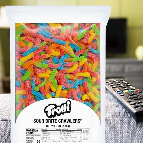 Vista 8 de Trolli - Gusanos de goma Sour Brite Crawlers, bolsa de caramelos a granel de 5 libras