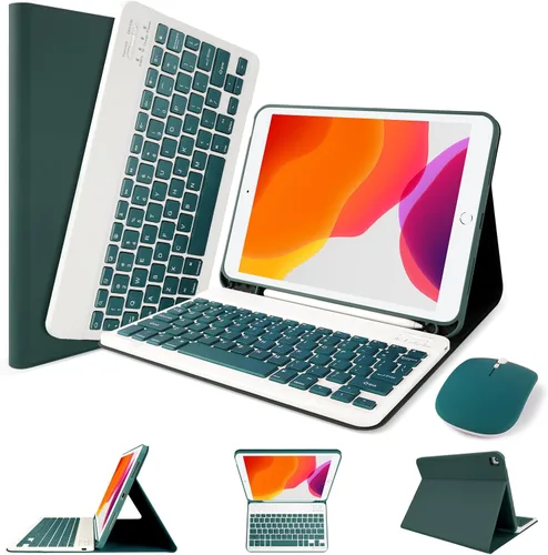 Vista 13 de Funda de teclado LAMA para iPad de 10.2 pulgadas, estuche inalámbrico con teclado con soporte para lápices para iPad de 10.2 y 10.5 pulgadas