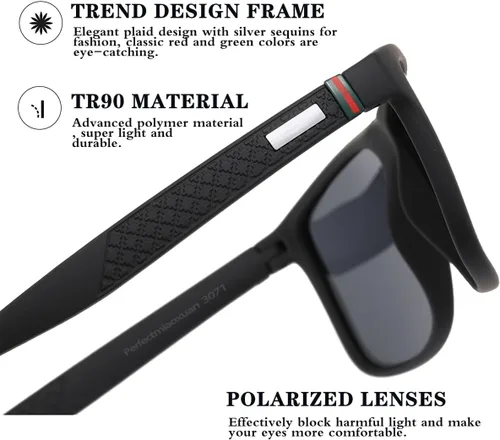 Vista 3 de Perfectmiaoxuan Lentes de sol polarizados para hombresmujeres marco ligero lentes piloto HD gafas de golf, conducción, pesca y viaje