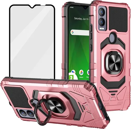 Vista 8 de Ailiber Funda para Cricket Magic 5G U6080AA, ATT Propel 5G con protector de pantalla, soporte de anillo para montaje magnético de automóvil, Soporte