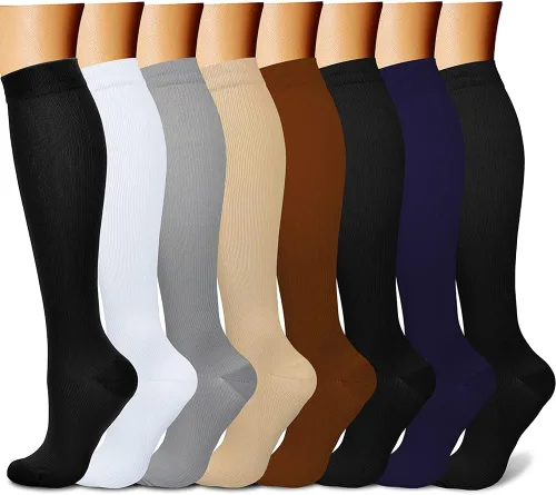 Vista 12 de CHARMKING Calcetines de compresión para mujeres y hombres para circulación (8 pares) 15-20 mmHg, mejor soporte para ciclismo atlético