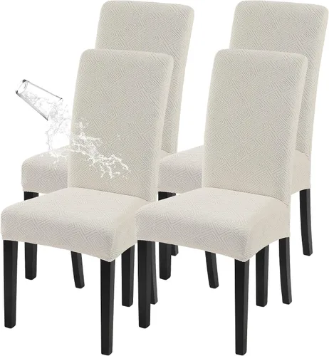 Vista 9 de SearchI Juego de 4 fundas impermeables para sillas de comedor, fundas elásticas para sillas Parsons extraíbles, lavables, fundas protectoras