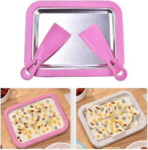 Vista 4 de Plato con 2 s Hielo Rodado Casero, Sorbete, Hielo Casero (Rosa)