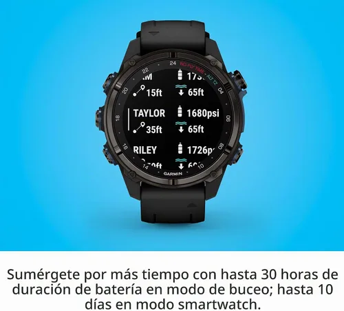 Vista 5 de Garmin Descent™ Mk3i, computadora de buceo y reloj inteligente GPS multideportivo, integración aérea, color negro