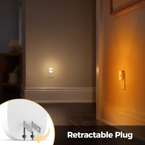 Vista 7 de LED Night Lights Plug Into Wall, Motion Sensor Foldable 2 Pack Night Light with Dusk to Dawn Sensor, 2000K/3000K/5000K Adjustable Brightness for