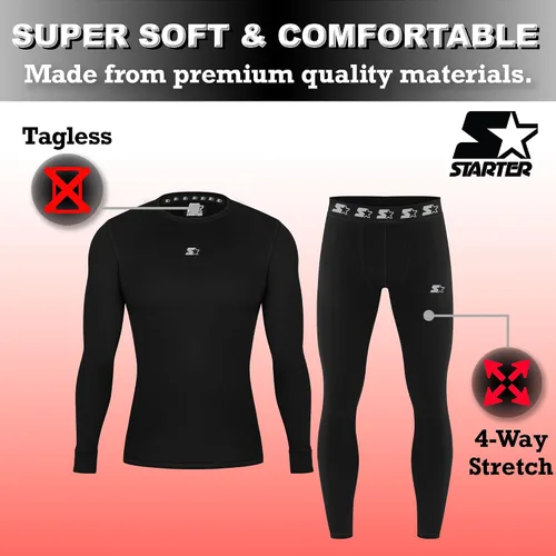 Vista 2 de Starter Conjunto de capa base para hombre, parte superior e inferior, camisas de compresión para hombres, pantalones de compresión para hombre
