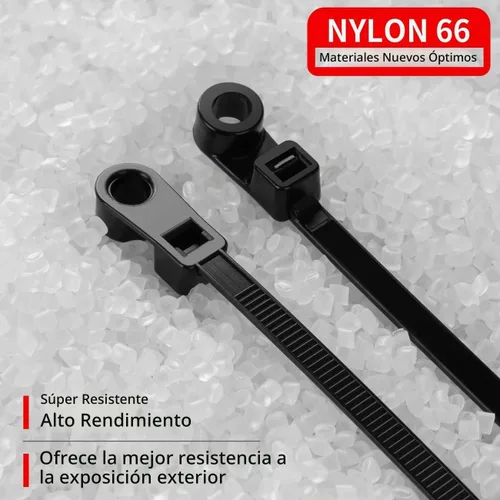 Vista 5 de Bridas negras de 8 pulgadas con orificio para tornillo, bridas de nailon resistente de 75 libras con orificio de montaje para tornillo, correas