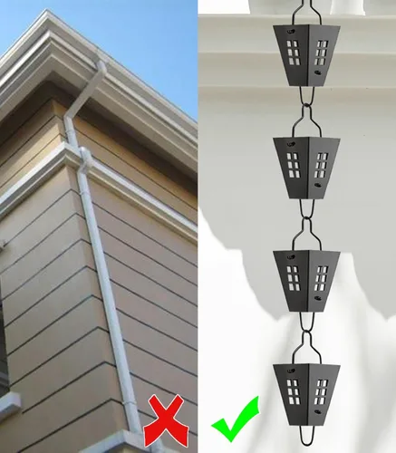 Vista 6 de Rain Chain Aluminium Alloy Square Rain Catcher Chain, Adjustable Gutter Rain Chain, Hanging Divert Water Downspout Chain for