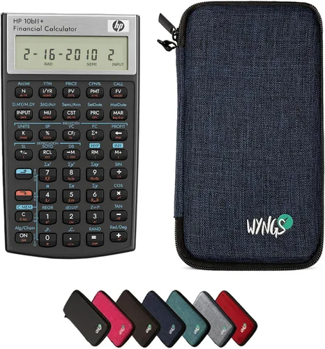 Vista 12 de HP 10B II Plus/Hewlett Packard 10BII+ Calculadora científica financiera + funda protectora WYNGS color negro