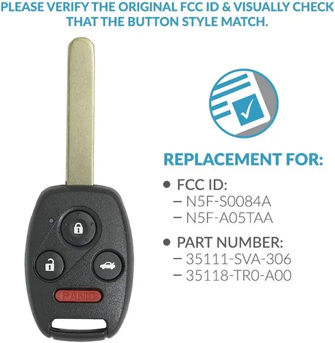 Vista 4 de Keyless2Go N5F-S0084A Repuesto de llave para auto para entrada sin llave para vehículos que utilizan 4 botones