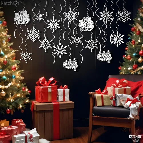 Vista 7 de KatchOn, Decoraciones colgantes de copos de nieve – Paquete de 30, no se pueden hacer tú mismo, decoraciones colgantes de Navidad, decoraciones