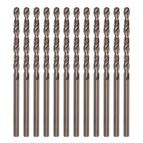 Vista 11 de HARFINGTON 12 brocas de cobalto, 0.083 in M35 de acero de alta velocidad métricas de vástago recto, brocas Jobber para metal duro, acero inoxidable