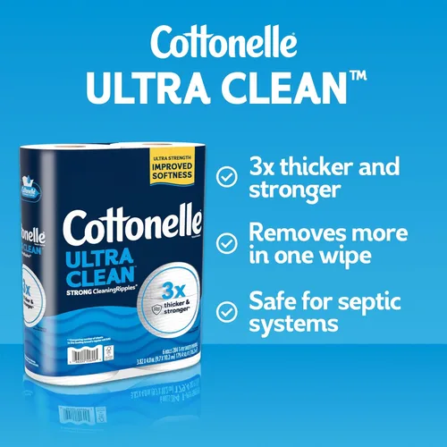 Vista 2 de Papel higiénico Cottonelle Ultra Clean, 9 Mega Rolls = 36 Regular Rolls, el empaque puede variar