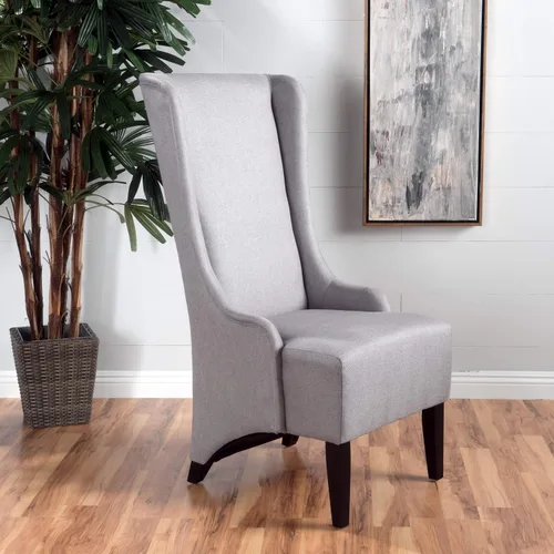 Vista 2 de Christopher Knight Home Silla de comedor de tela Callie, color gris claro