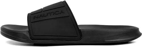 Vista 2 de Nautica Sandalias deslizantes de punta abierta para hombre - Cómodas pantuflas de ducha para interiores y exteriores Negro-bower Mono