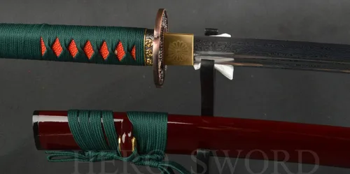 Vista 7 de Hecho a mano Naginata Combat Damasco Doblado Acero Japonés Samurai Espada Espada Espada Espiga Completa Hoja Muy Afilada