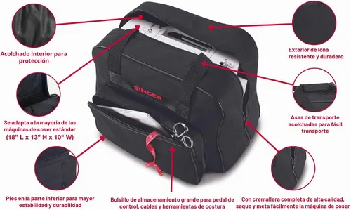 Vista 4 de SINGER® Bolsa de mano para máquinas de coser y sergers, color negro