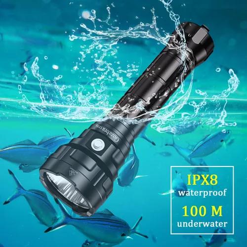 Vista 3 de Luz de buceo, D70 13000 lúmenes súper brillante linterna de buceo, luces de buceo recargables subacuáticas linterna impermeable para bajo el agua