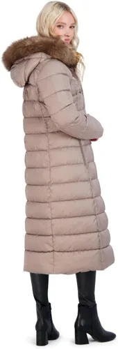 Vista 4 de TAHARI Nellie - Abrigo largo para mujer, chaqueta aislada con ribete de piel sintética extraíble