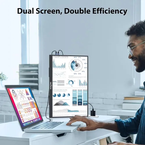 Vista 5 de InnoView Monitor Portátil de 18 Pulgadas 260Hz para Juegos, Monitor Portátil 2K QHD 100% DCI-P3 Gameplus HDR FreeSync para Laptops, Pantalla