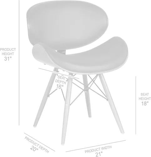 Vista 3 de Armen Living Cassie - Silla de comedor en piel sintética negra y acabado de madera de nogal, 20 pulgadas de profundidad x 21 pulgadas de ancho x 31