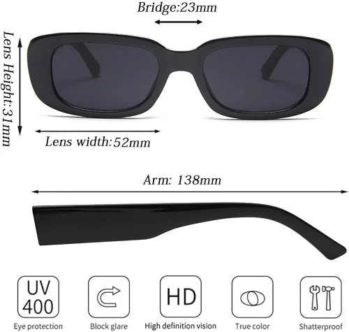 Vista 7 de Tskestvy 4 lentes de sol retro vintage tamaño pequeño cuadrado rectángulo de los años 90 a la moda Y2K para mujer estética