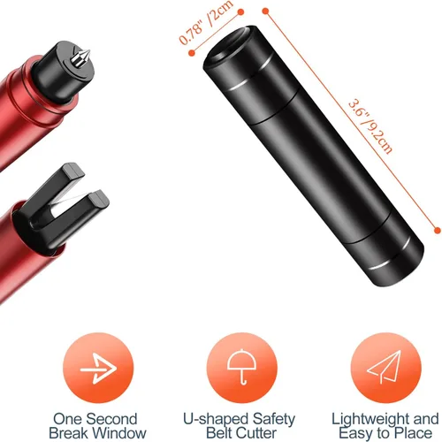 Vista 7 de Martillo para Romper Ventanas de Coche y Cortador de Cinturón de Seguridad, Martillo de Seguridad para Coche 2 en 1, Rompevidrios Multifuncional