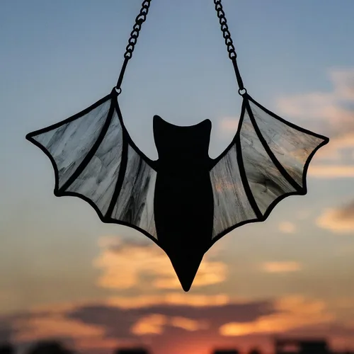 Vista 5 de Decoración de murciélago de Halloween para colgar ventanas de vidrieras – Adornos de murciélagos espeluznantes murciélagos para decoración
