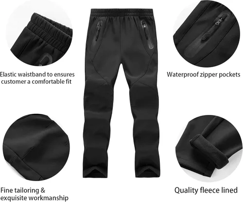 Vista 2 de WULFUL Pantalones de esquí de nieve impermeables para niños y niñas al aire libre de forro polar para senderismo, pantalones de snowboard aislados