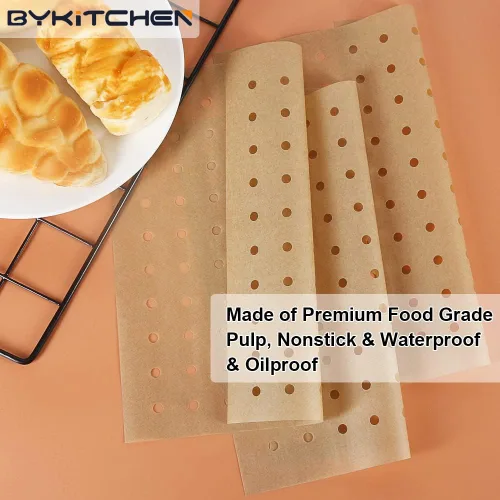 Vista 4 de BYKITCHEN Forro para horno para freidora de aire, 9 x 11 pulgadas, papel pergamino rectangular sin blanquear, compatible con Cuisinart, Breville