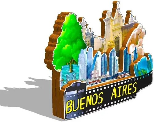 Vista 2 de Argentina Buenos Aires imán de nevera de madera 3D monumentos de viaje coleccionables recuerdos decoración hecha a mano -558